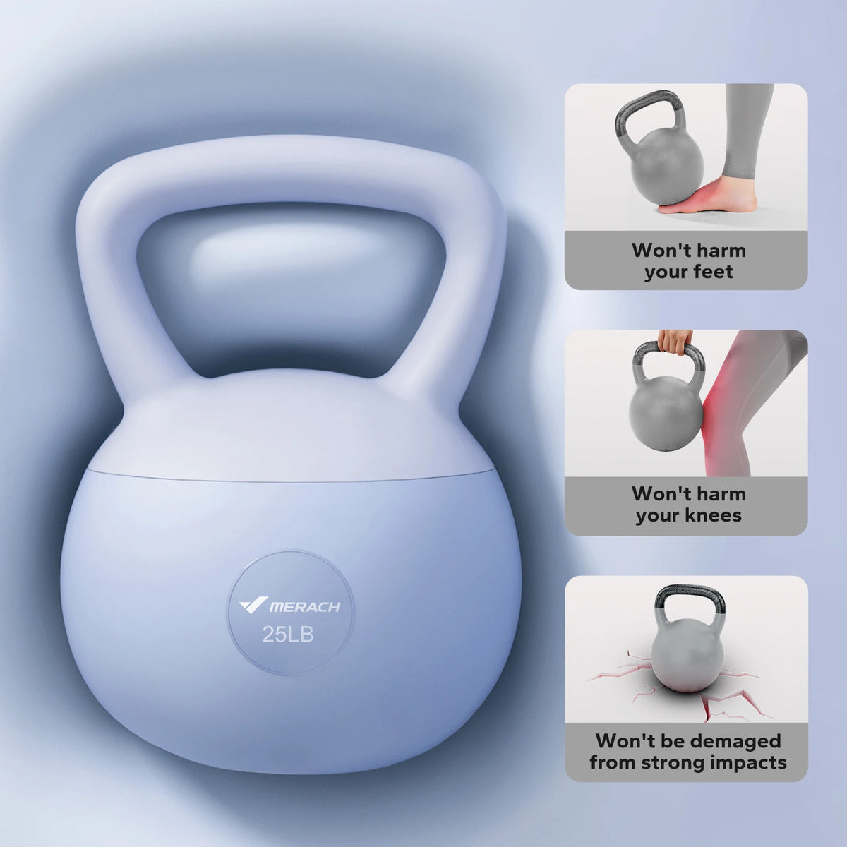 Merach Sand Filled PVC Kettlebell For Quiet Home Workouts