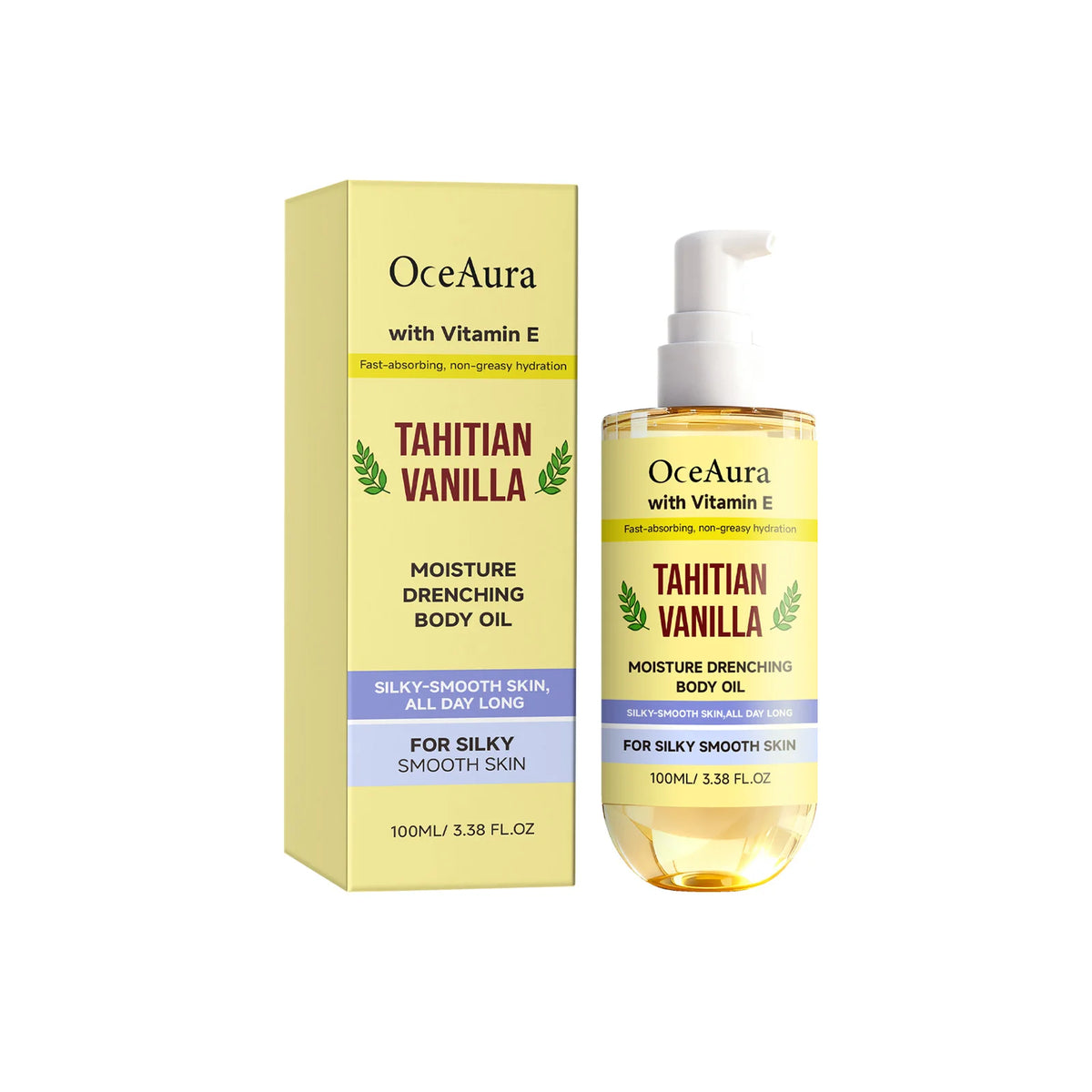 OceAura Vanilla Body Oil Lightweight Texture Long Lasting Fragrance Gentle Moisturizing Relieve Roughness Soft Relaxing Body Essence