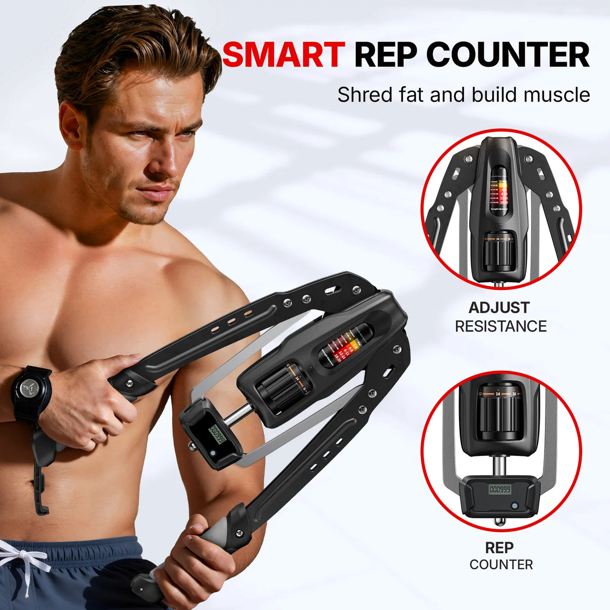 Merach Adjustable Hydraulic Arm Trainer With Digital Display For Home Fitness