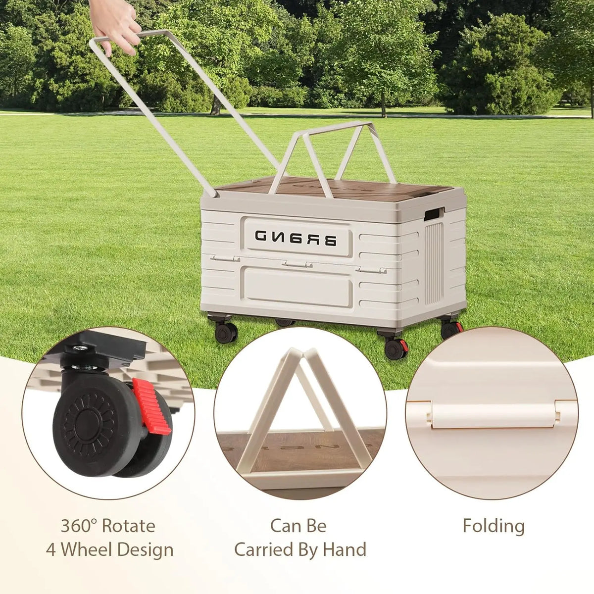 Heavy Duty Foldable Storage Cart With Silent Rotating Wheels