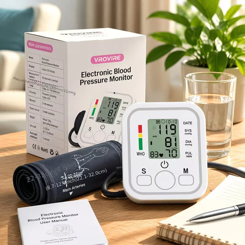 Automatic Upper Arm Blood Pressure Monitor With Voice And LCD