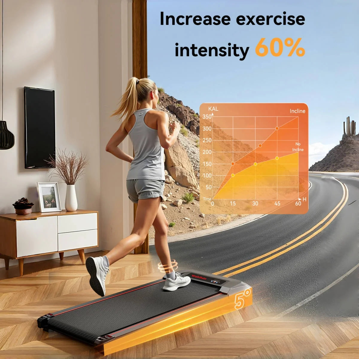 Anylife Under Desk Walking Pad With Remote And Adjustable Slope