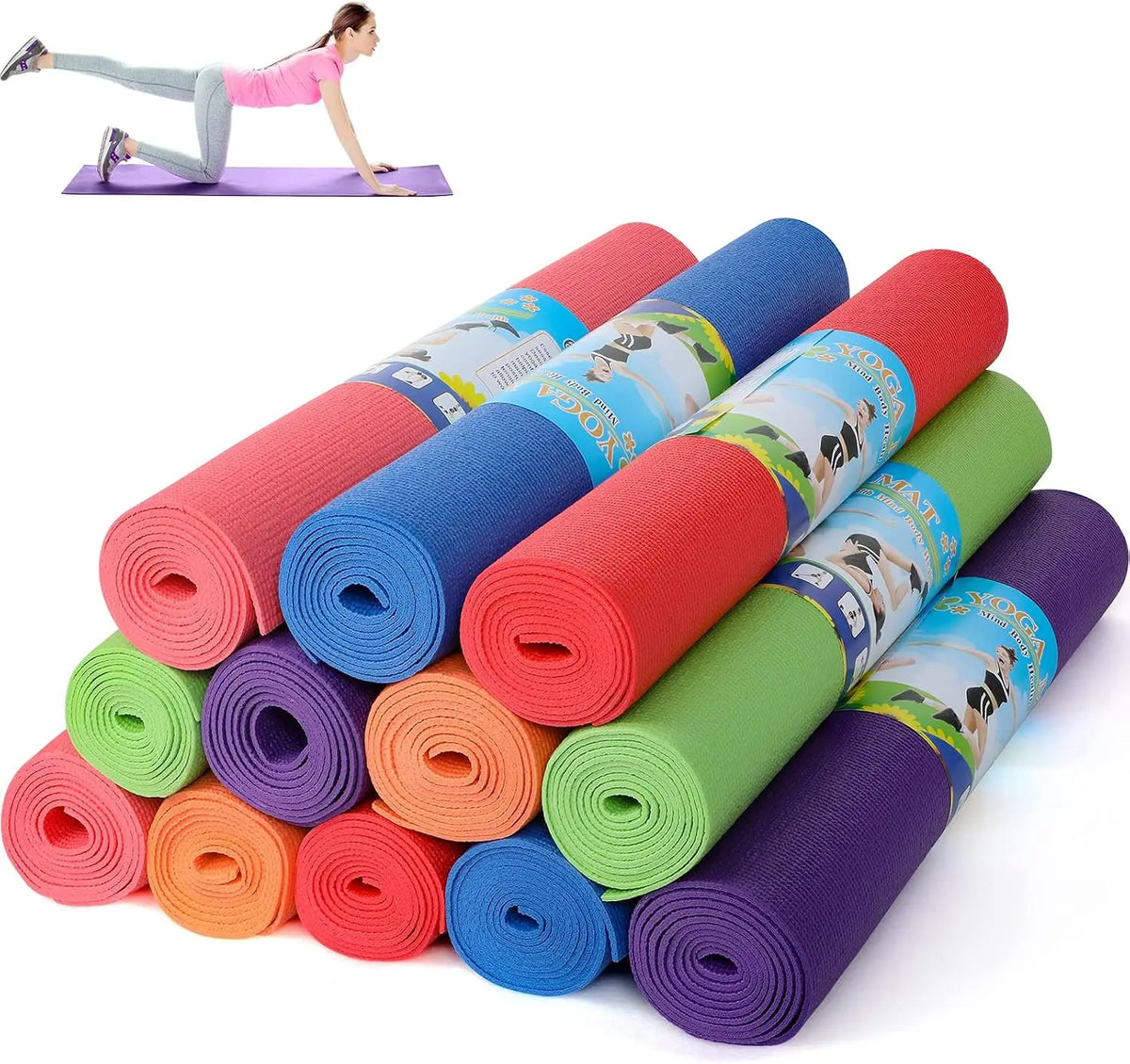 12 Pieces Non Slip Yoga Mats For Indoor Exercise Training