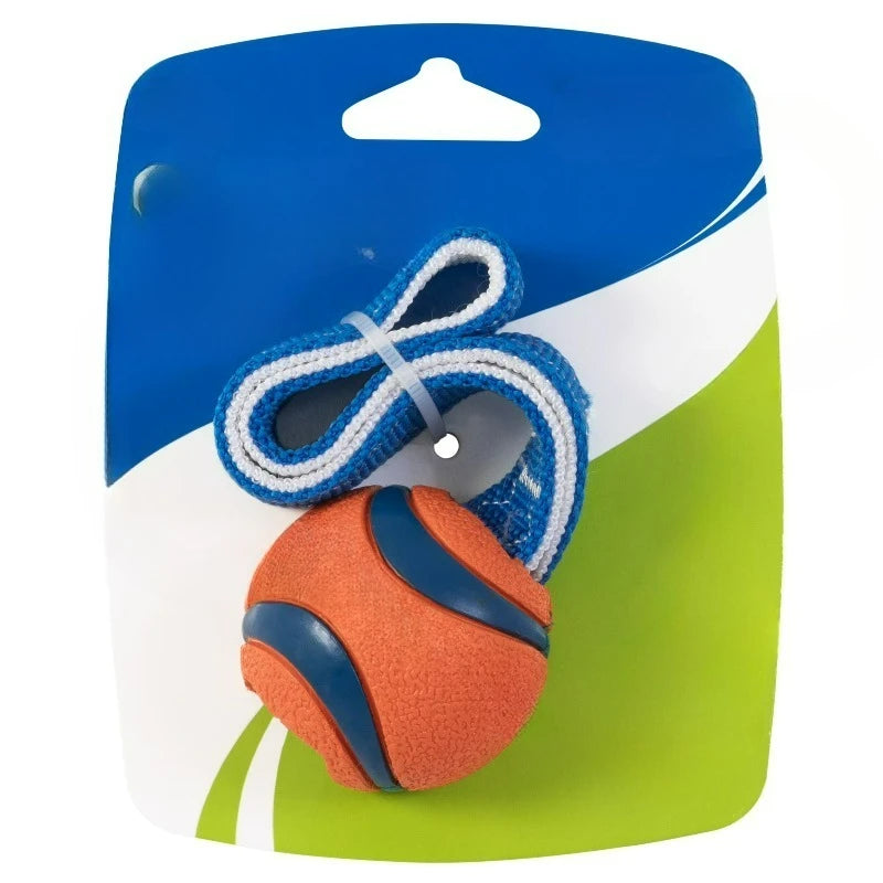 Ultra Tug Dog Ball Rubber Fetch and Tug Toy For Dogs, Small 2" for Breeds up to 20 lb and Puppies, Pack of 1, Orange and Blue