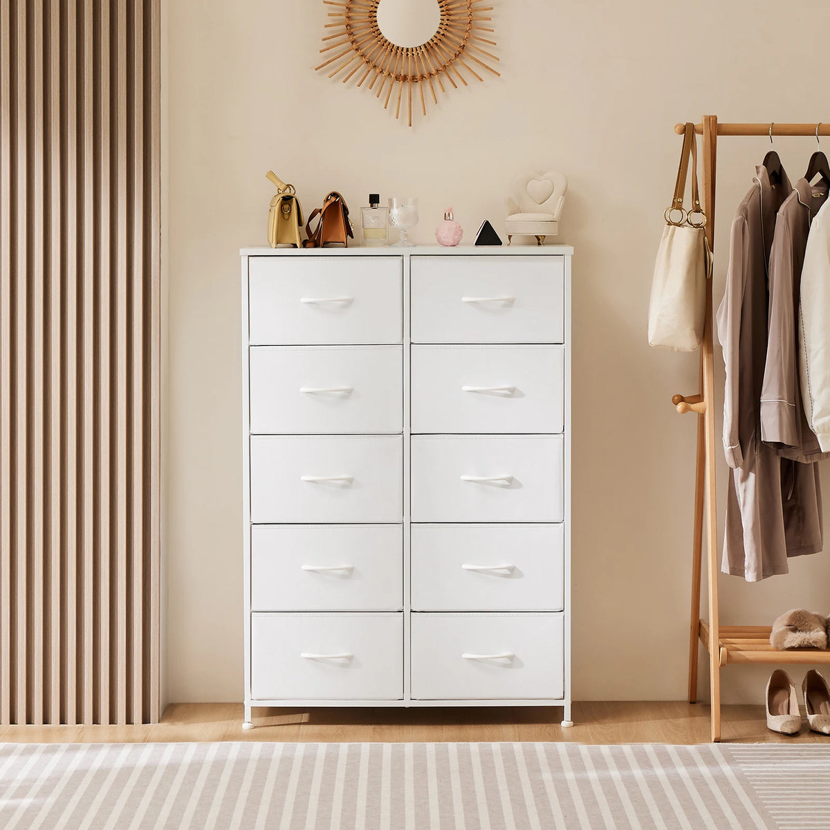JHK 10 Drawer Fabric Wardrobe With Steel Frame Storage Cabinet