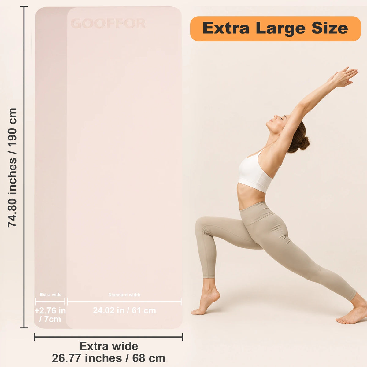 Gooffor Premium Non Slip Natural Rubber Yoga Mat Grip