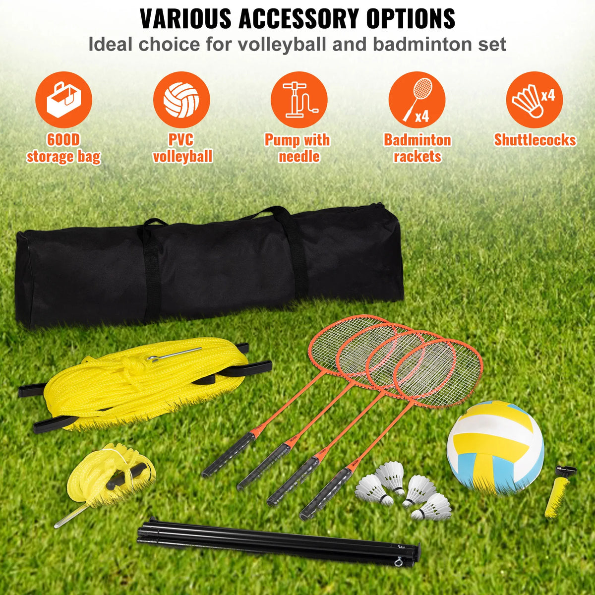 Professional Outdoor Volleyball And Badminton Combo Set With Carry Bag
