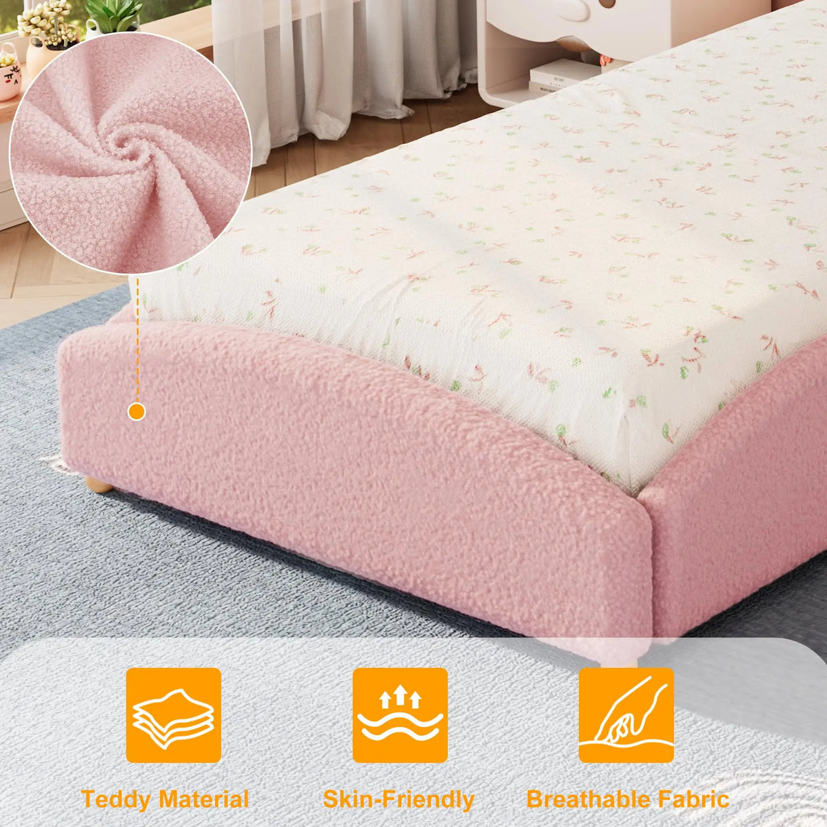 HiMiss Montessori Floor Bed With Padded Cloud Design