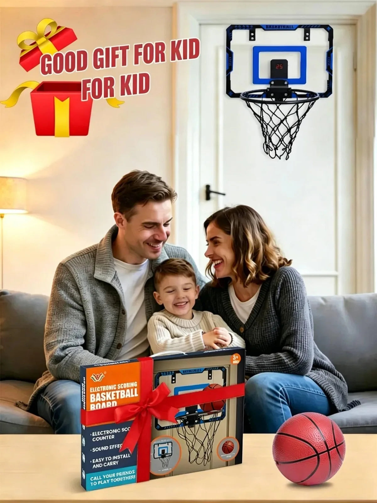 Indoor Mini Basketball Hoop With Electronic Scoreboard Sound Effects