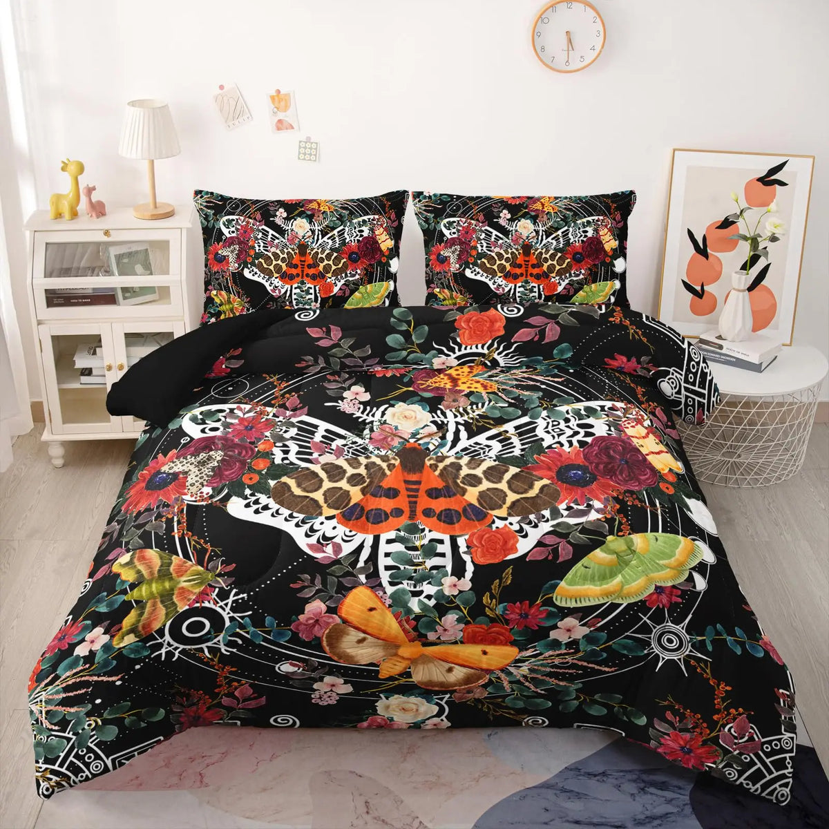 Gothic Moth Mushroom Microfiber Duvet Cover Set Ultra Soft Lightweight