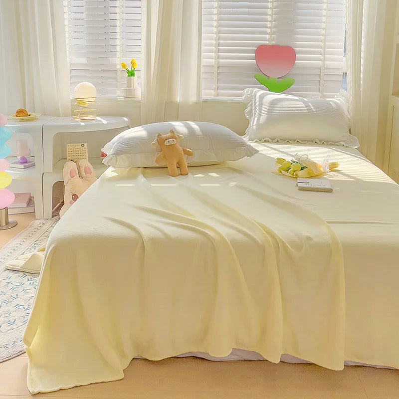LUXO Thickened Milk Fleece Flat Bed Sheet Soft Cozy Plush
