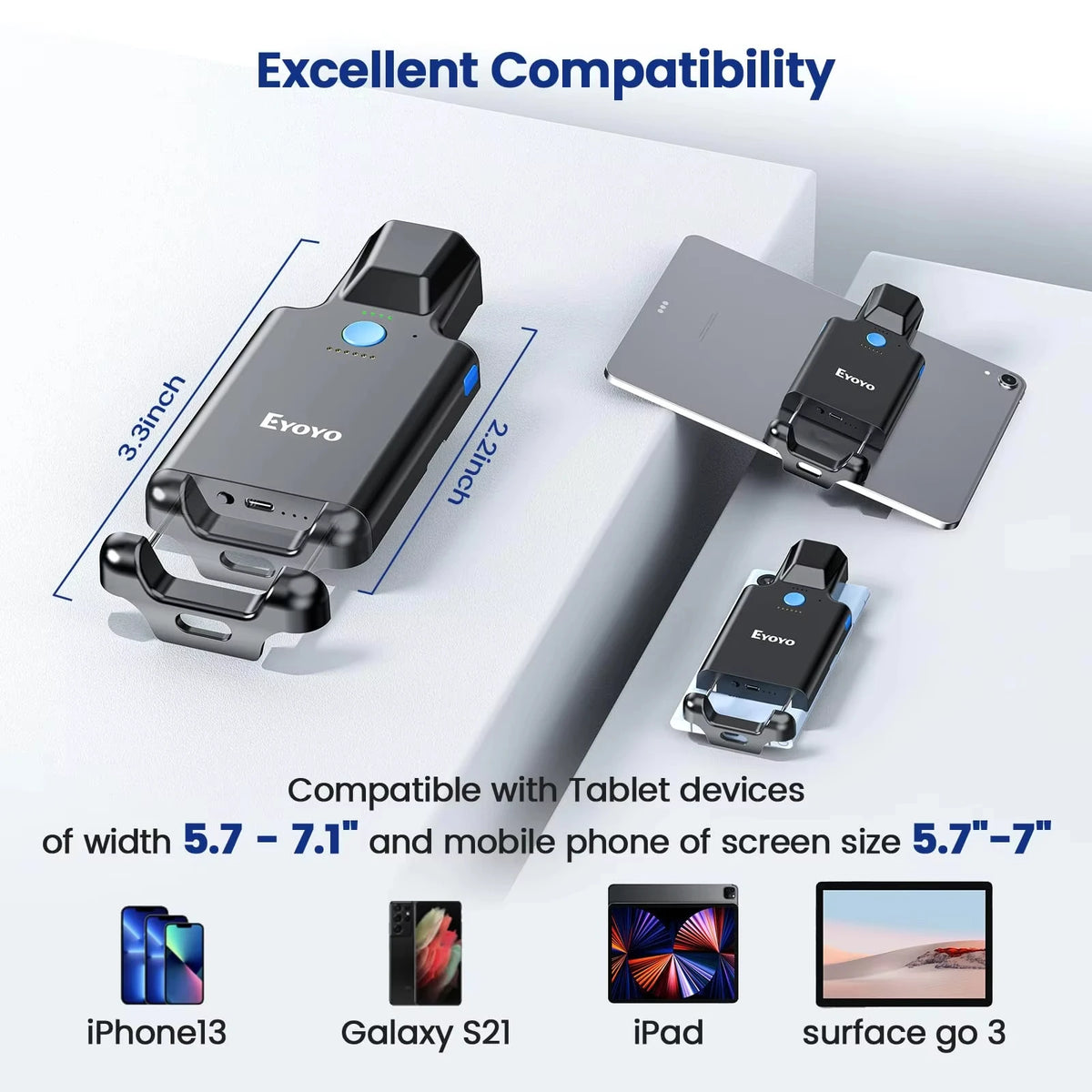 Eyoyo EY 036 Portable Bluetooth 1D 2D Barcode Scanner