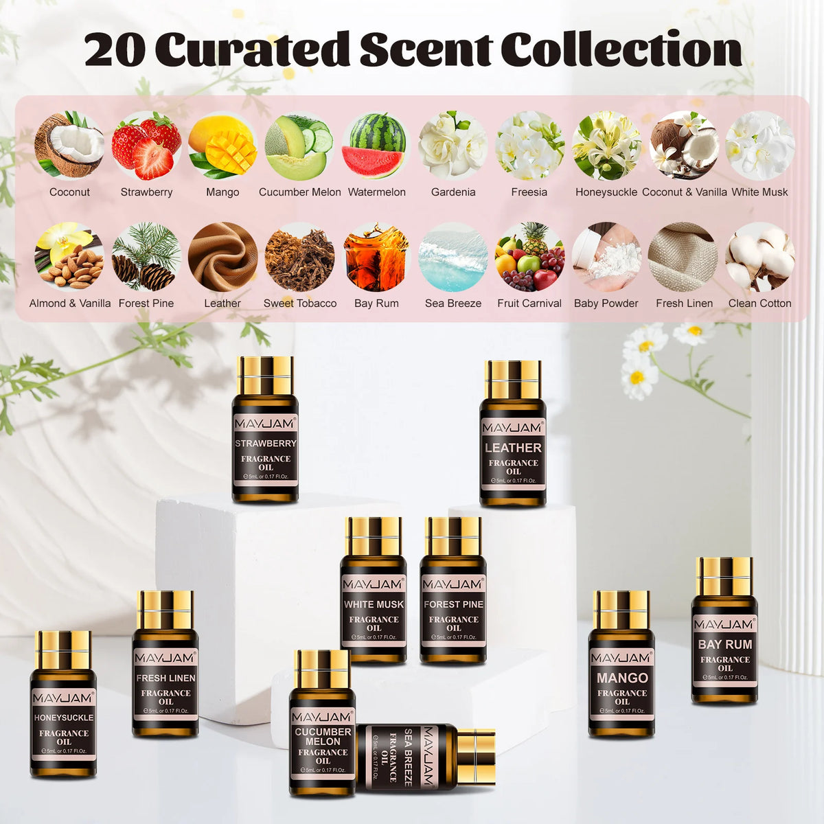 MAYJAM 20 Bottles Fragrance Oils Set For Diffusers And Candles