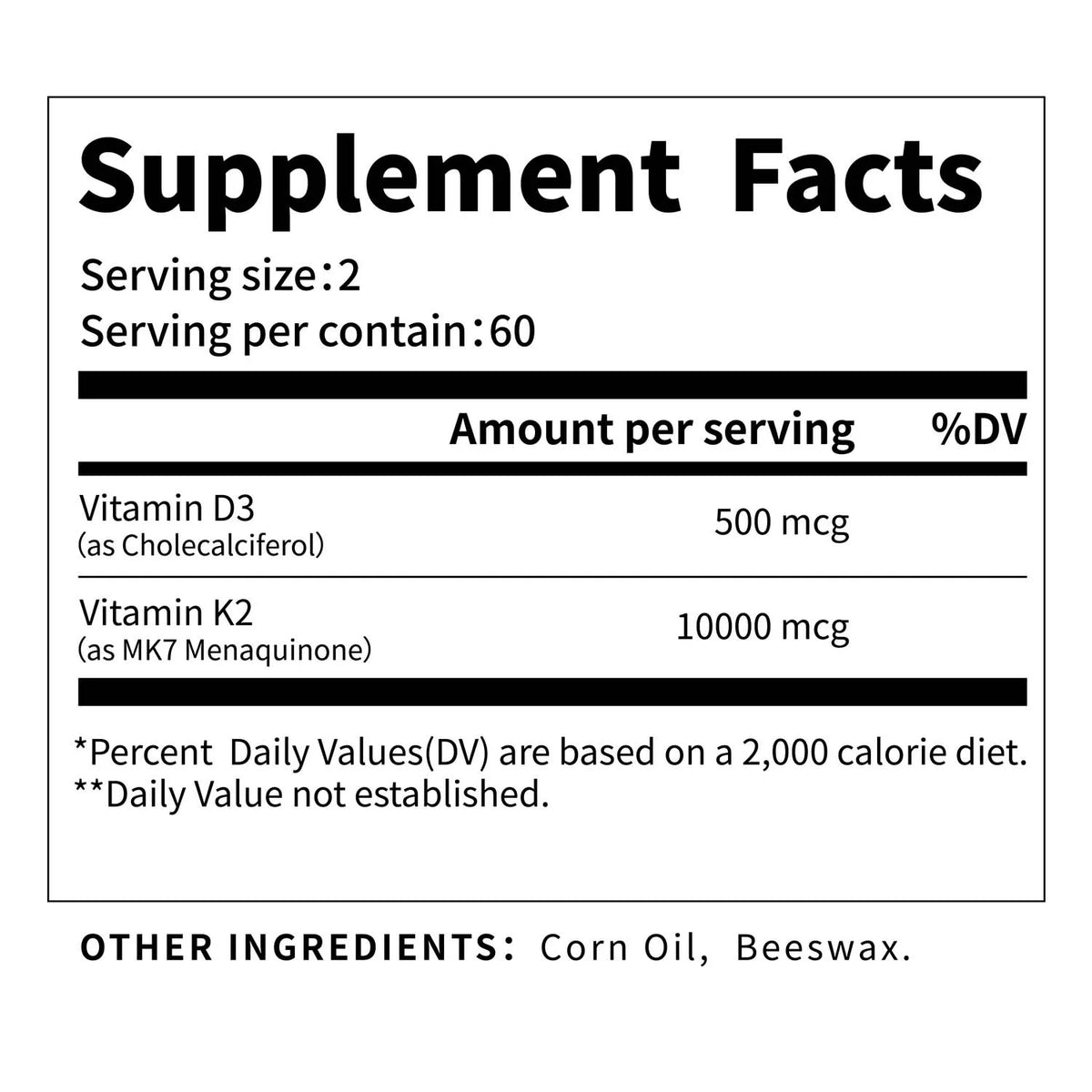 Vitamin D3 And K2 Supplement For Bone Health Support