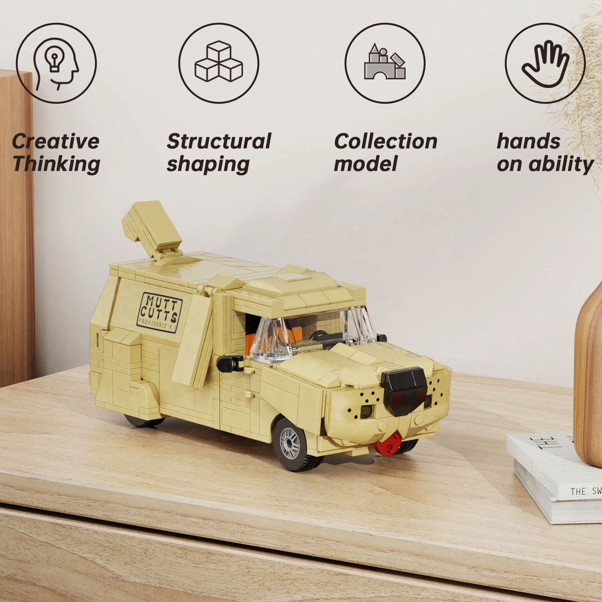 Dog Van Diy Building Blocks Set Animal Vehicle Desktop Gift
