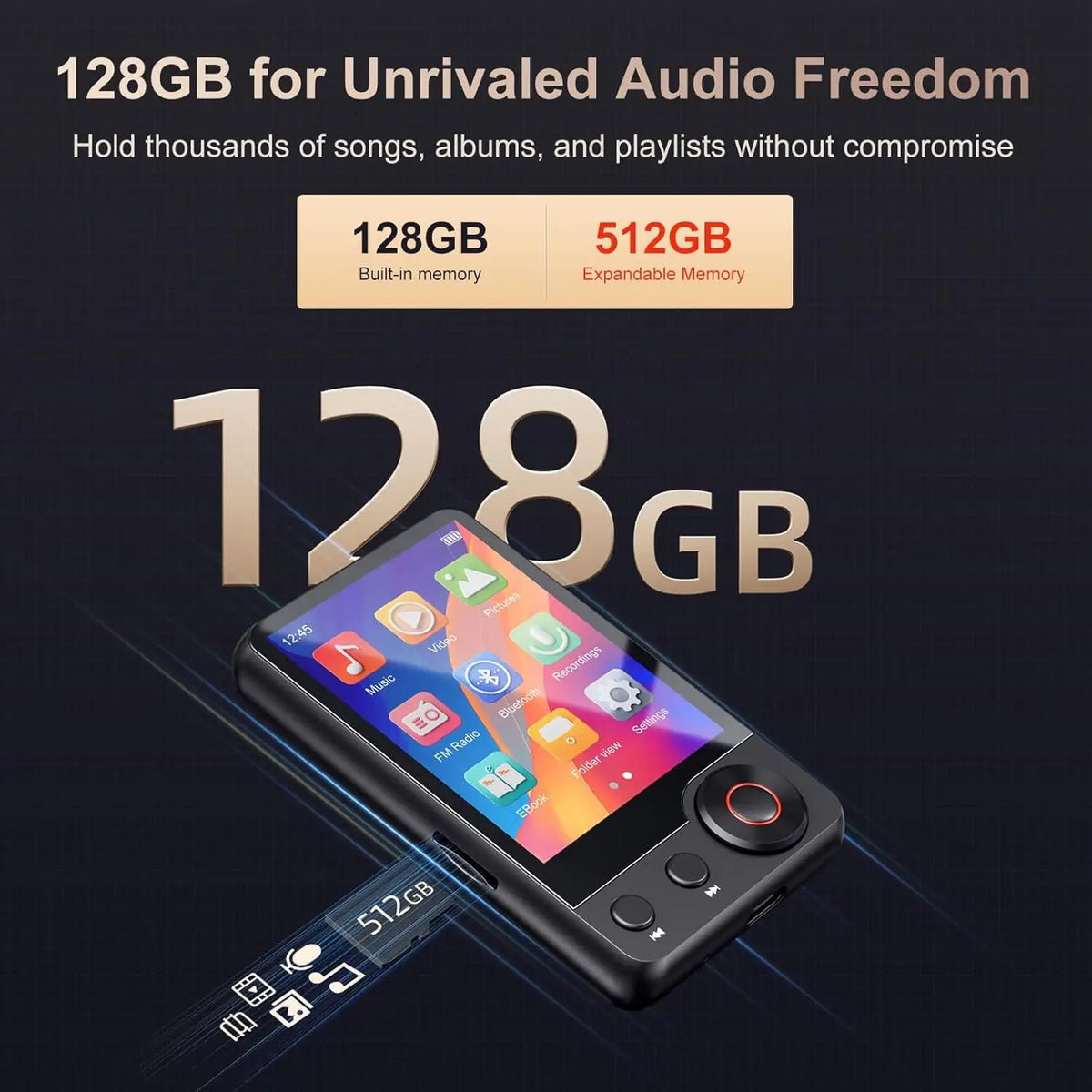 Mechen Portable MP3 Player Featuring Bluetooth Stereo Audio