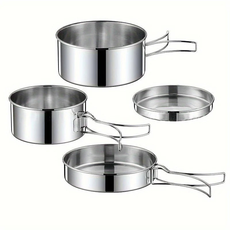 Portable Stainless Steel Camping Cookware Set For Outdoors