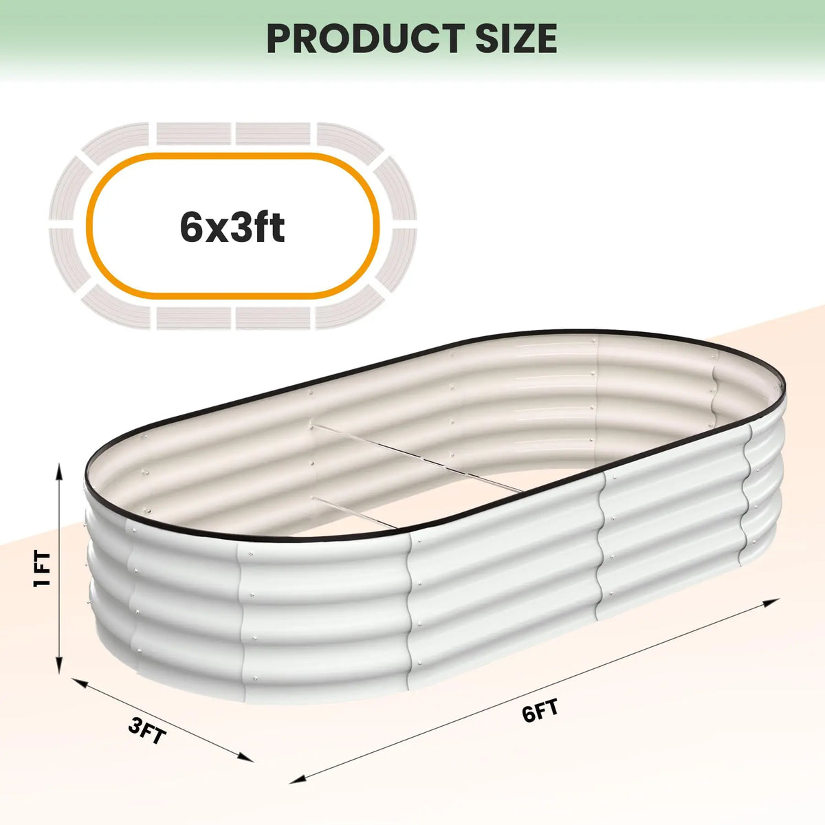 HiMiss Oval Galvanized Steel Vegetable Garden Planter Box