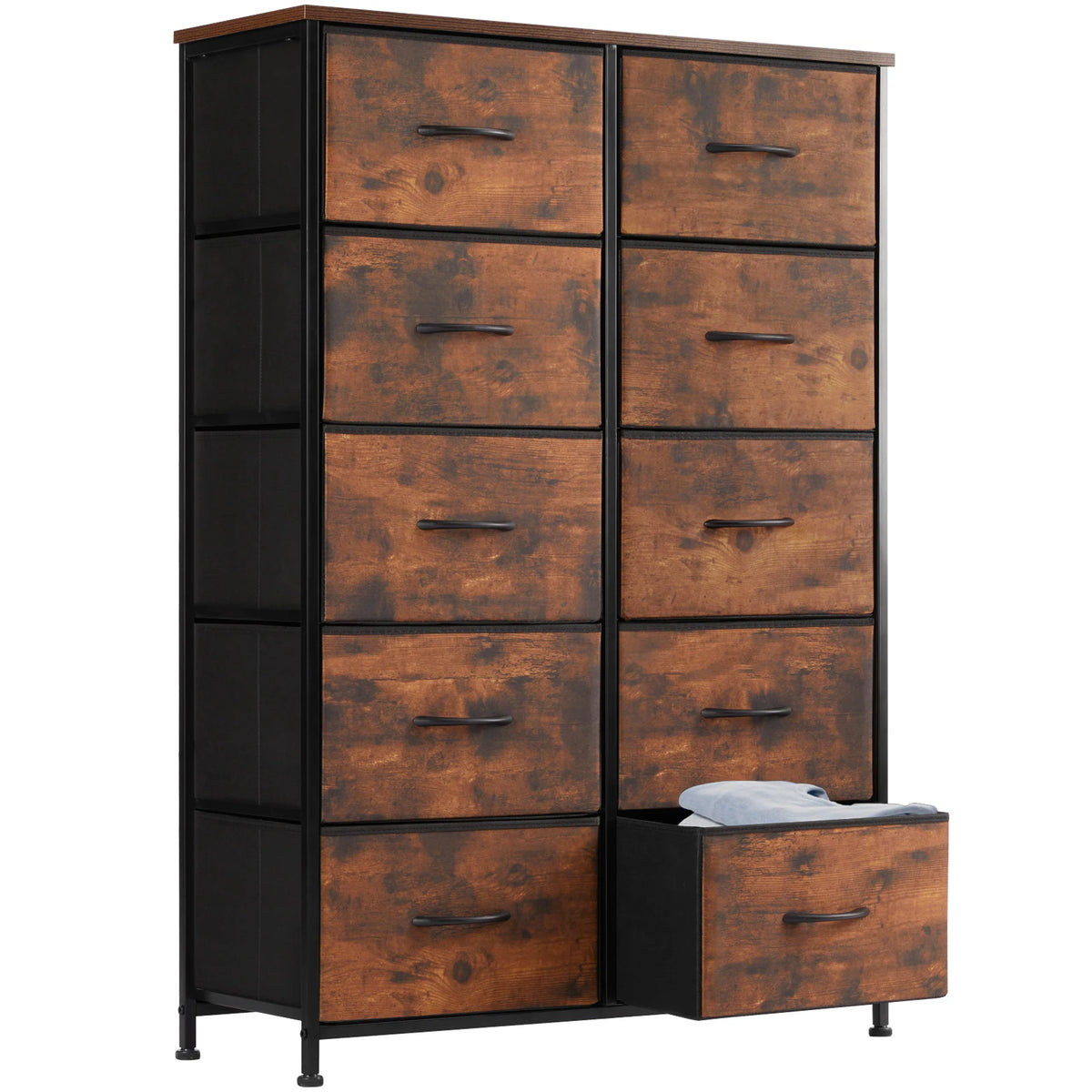 JHK 10 Drawer Fabric Wardrobe With Steel Frame Storage Cabinet