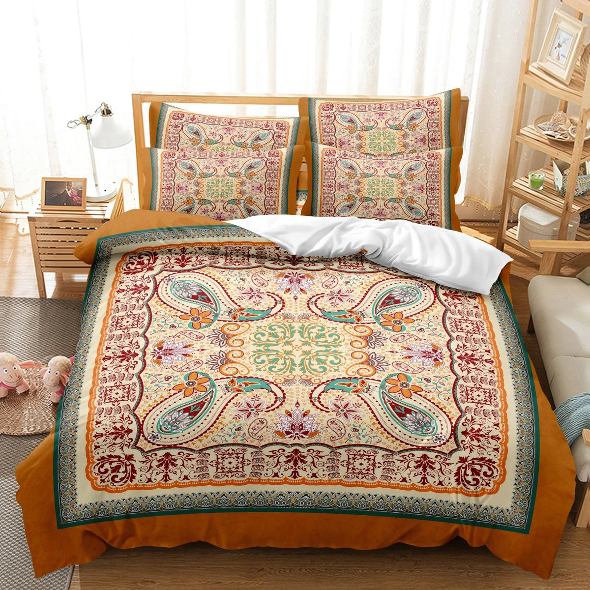 Bohemian Bandana Paisley Duvet Cover Set With Floral Bedding
