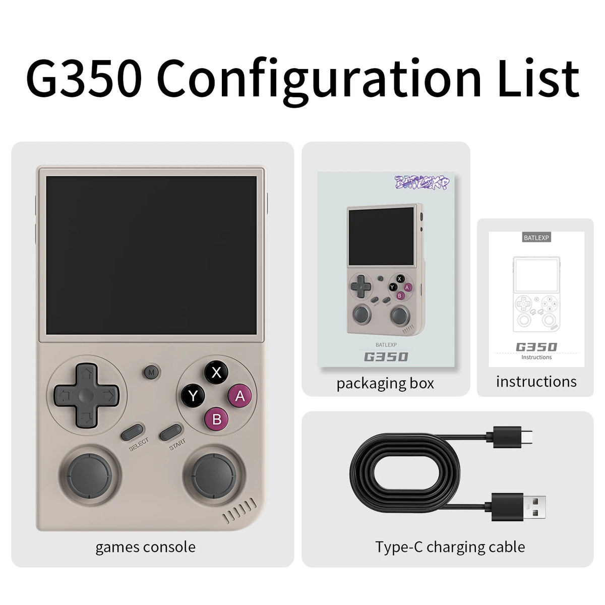 Batlexp G350 Portable Retro Handheld Game Console With Vibration