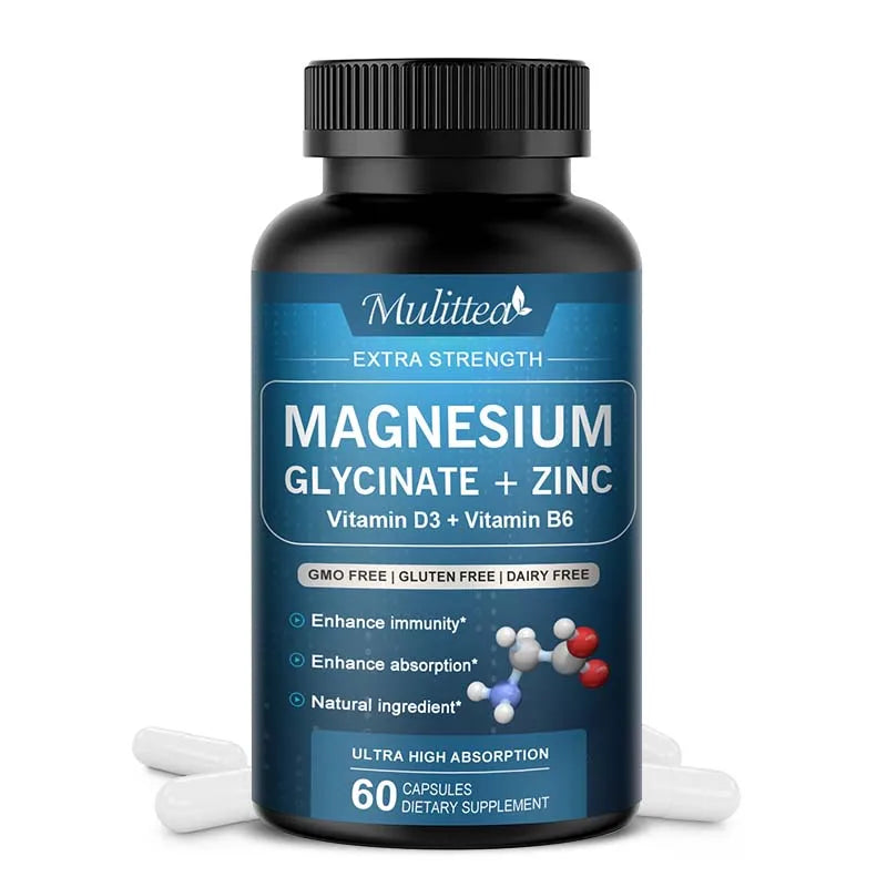 Mulittea Magnesium Glycine Capsules With Zinc Vitamins D3 B6