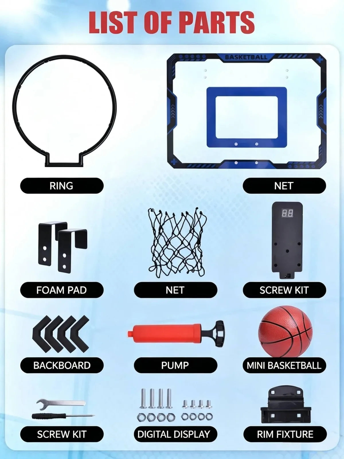 Indoor Mini Basketball Hoop With Electronic Scoreboard Sound Effects