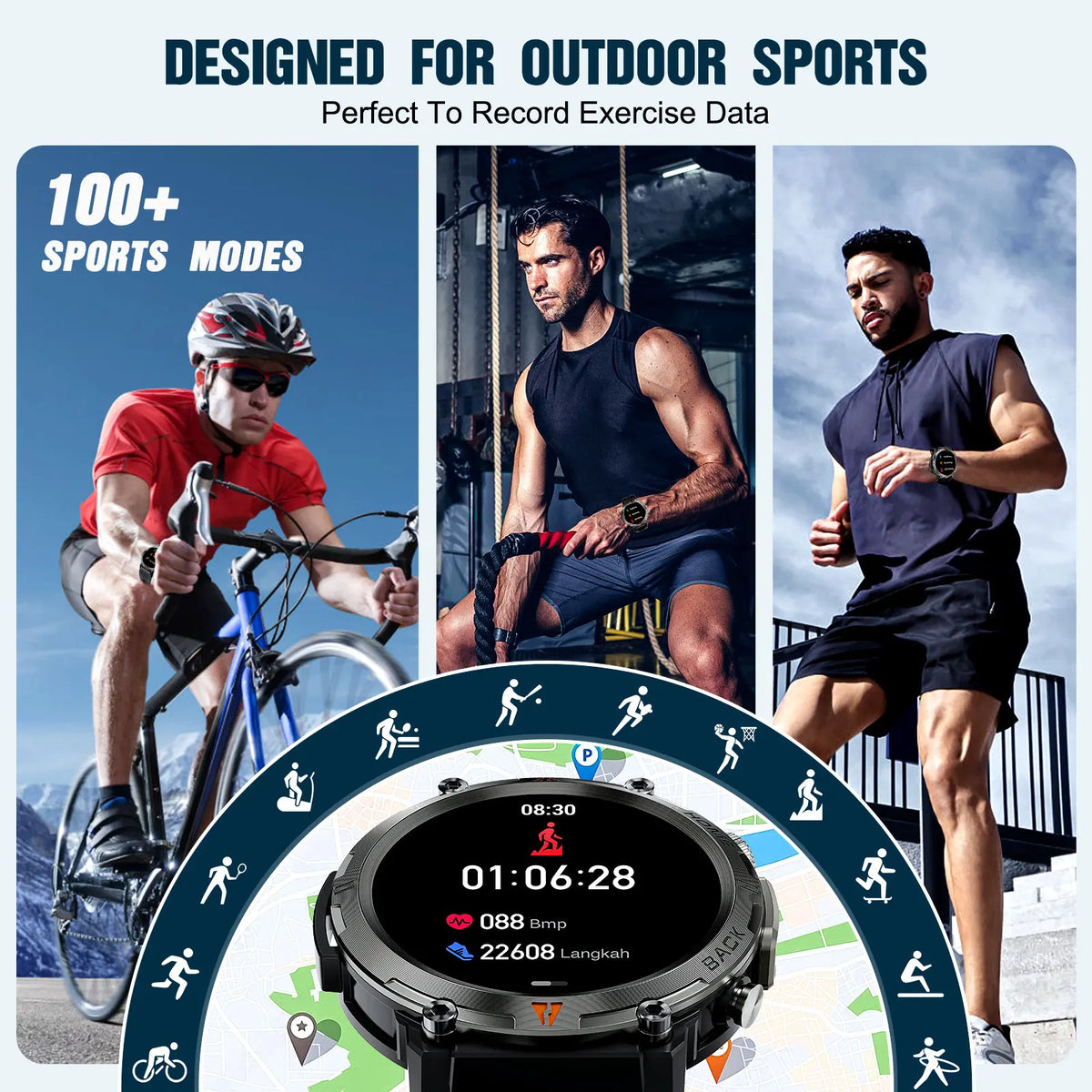 LaNikar KE3 Bluetooth Call Smart Watch With Health Monitor