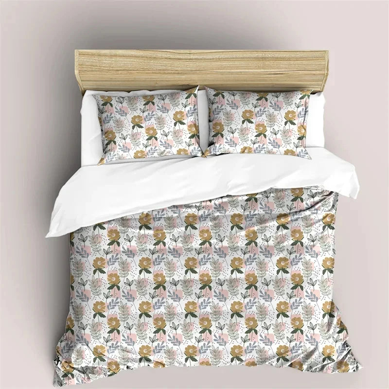 Bohemian Mandala Botanical Floral Brushed Duvet Cover Set