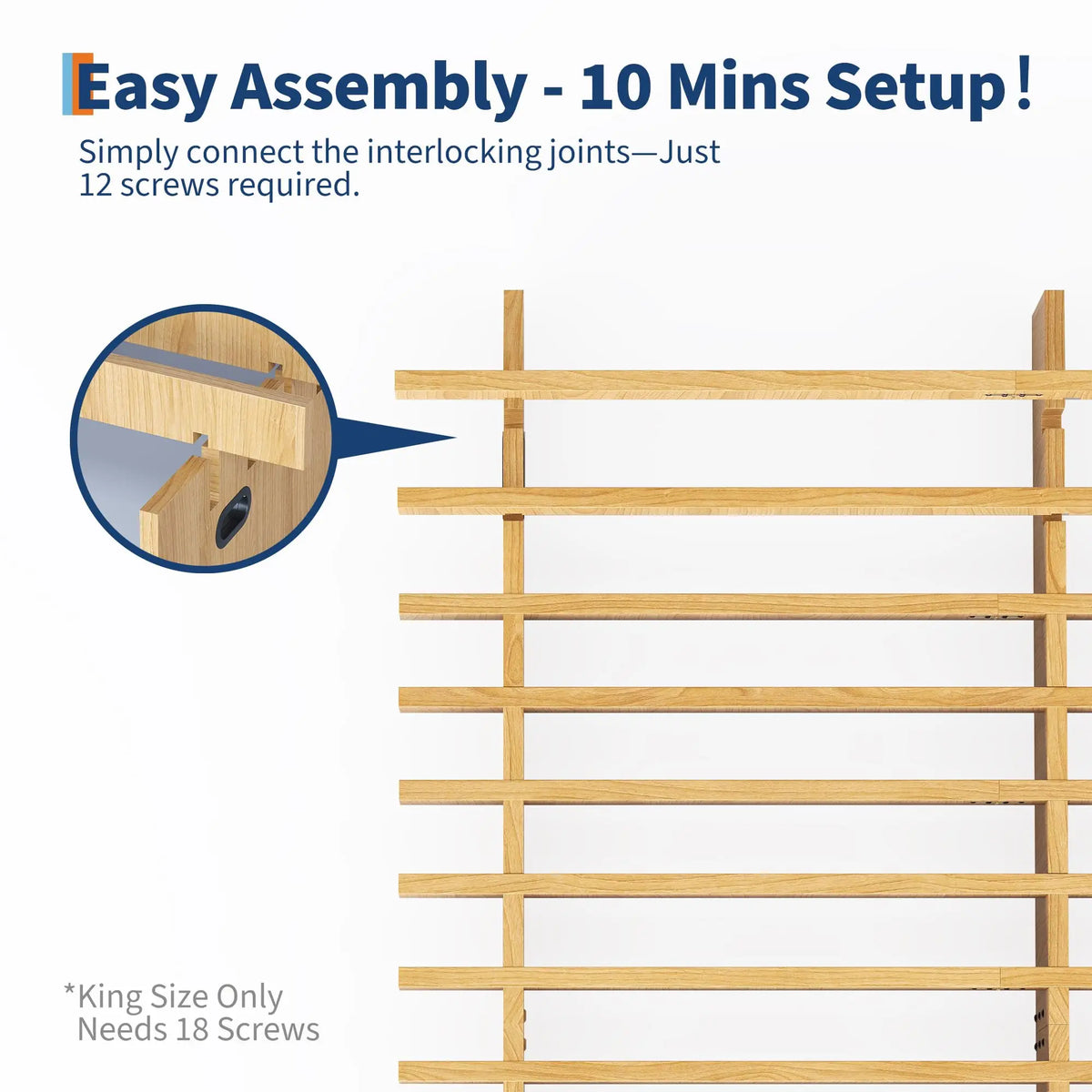 HiMISS Low Profile Wood Platform Bed Frame With Ample Storage