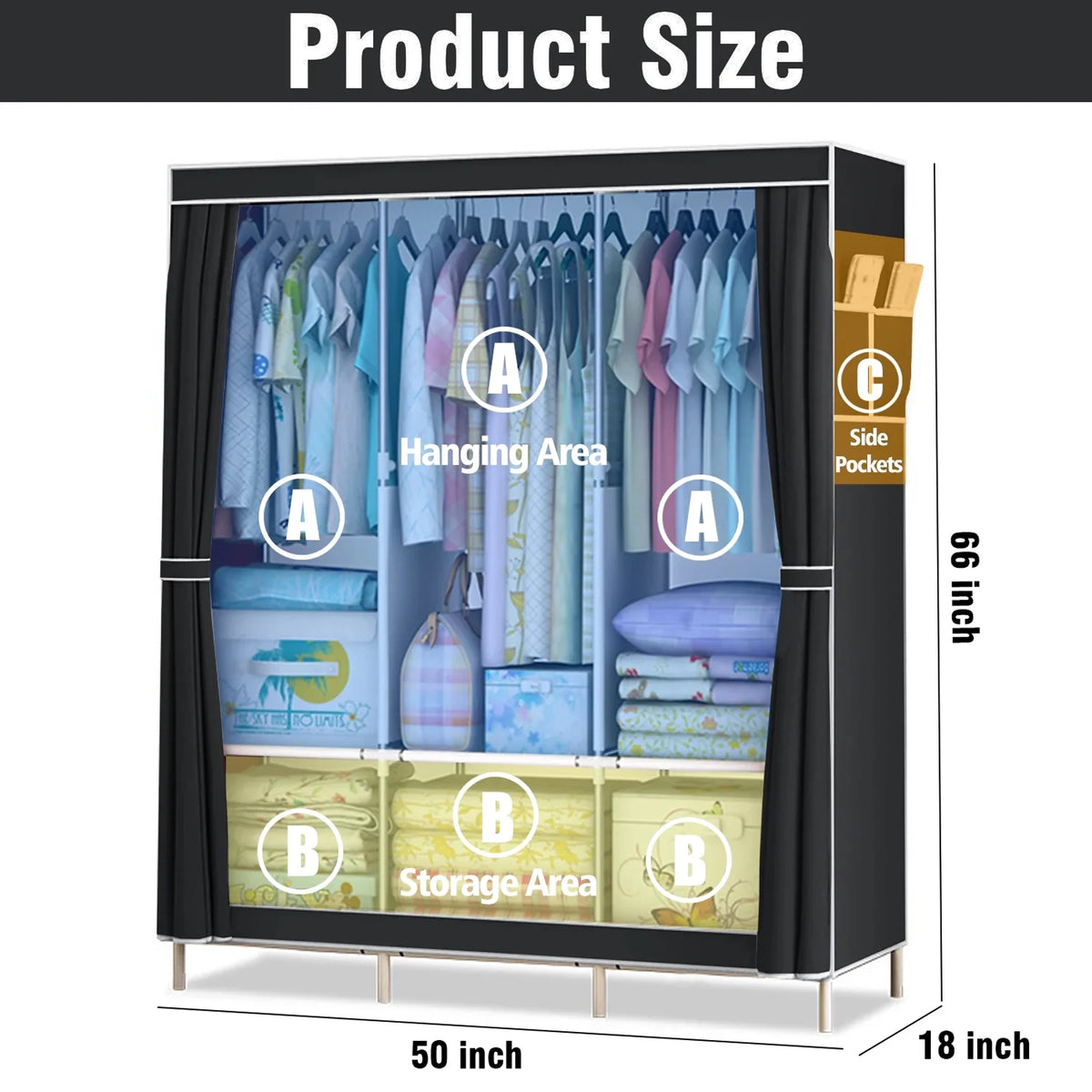 Foldable Nonwoven Fabric Closet Wardrobe Storage Organizer