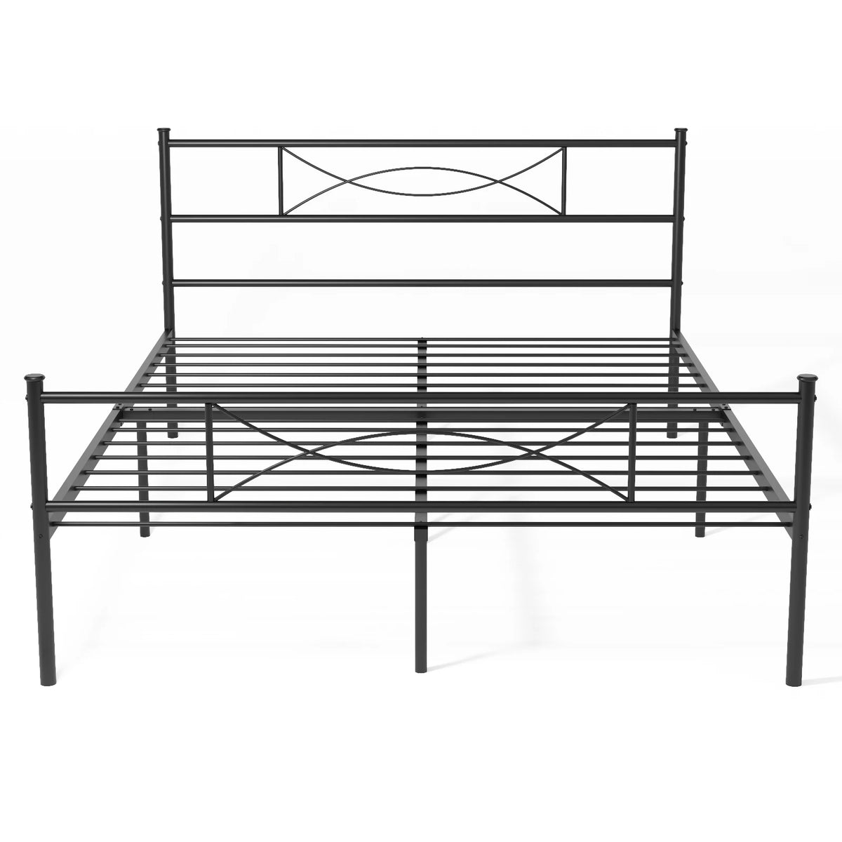 Contemporary Metal Platform Bed Frame With Modern Headboard Design