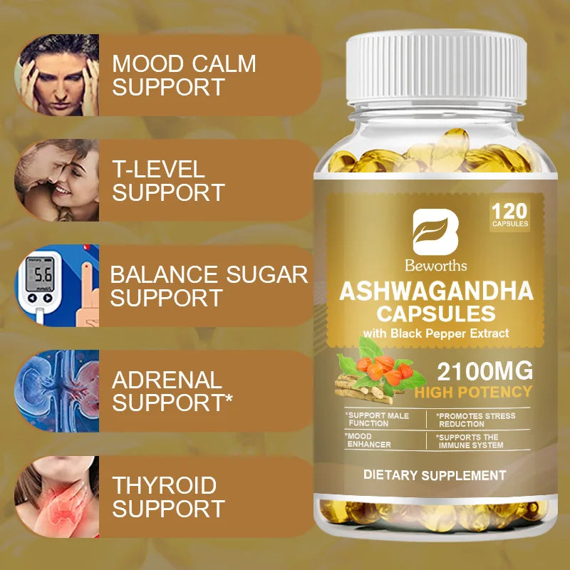 Beworths Ashwagandha Root Extract Capsule For Sleep And Anxiety Relief