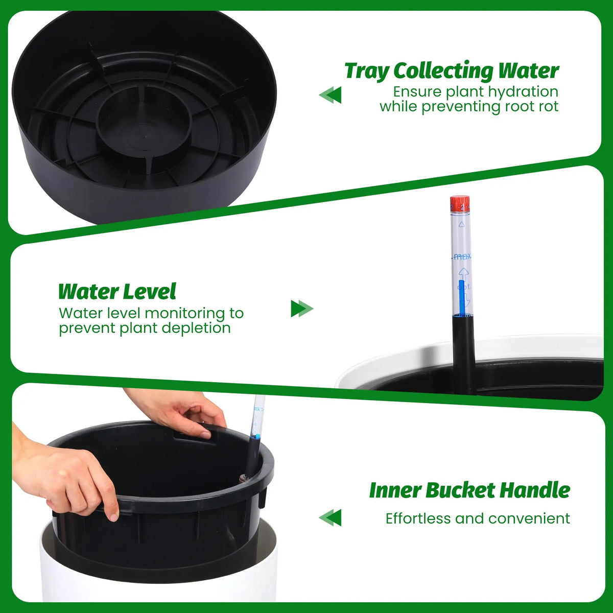 HiMiss Self Watering Planter Set With Water Level Indicator