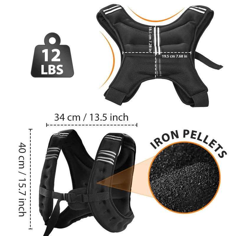 Reflective Weight Vest With Rear Storage Pocket For Training