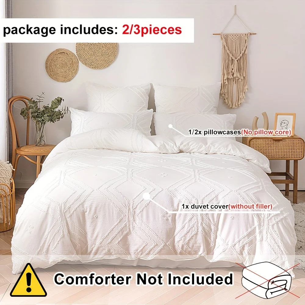 KDV Tufted Geometric Duvet Cover Set Soft All Season Bedding