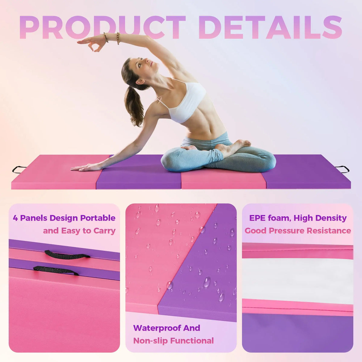 HiMISS Foldable Gymnastics Exercise Mat For Home Fitness Training