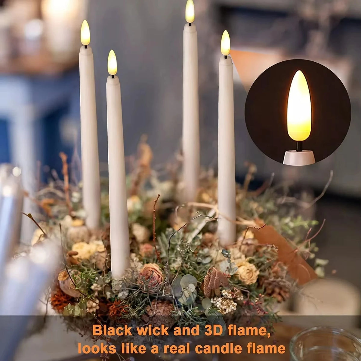 LED Flameless Taper Candles Flickering With Remote Battery Operated Decor