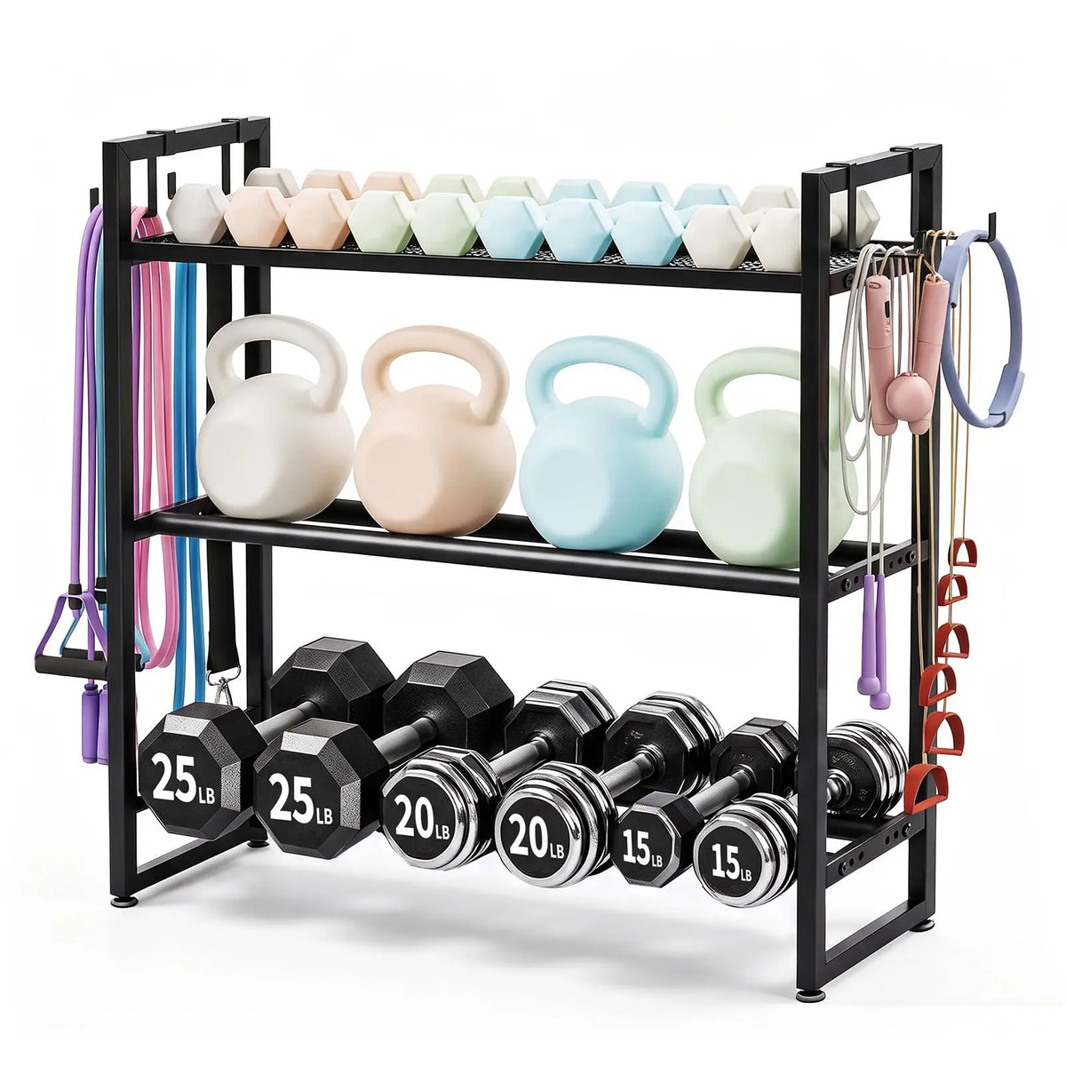 Three Tier Steel Dumbbell Rack For Home Gym Training
