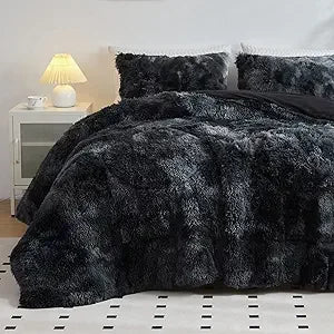 Premium Embroidered Faux Fur Plush Comforter Set For Bedroom