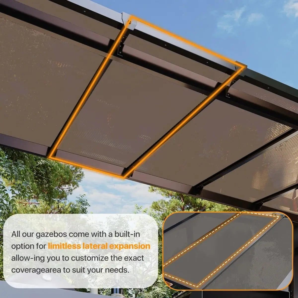 Outdoor Metal Gazebo With Steel Roof And Polycarbonate Panels