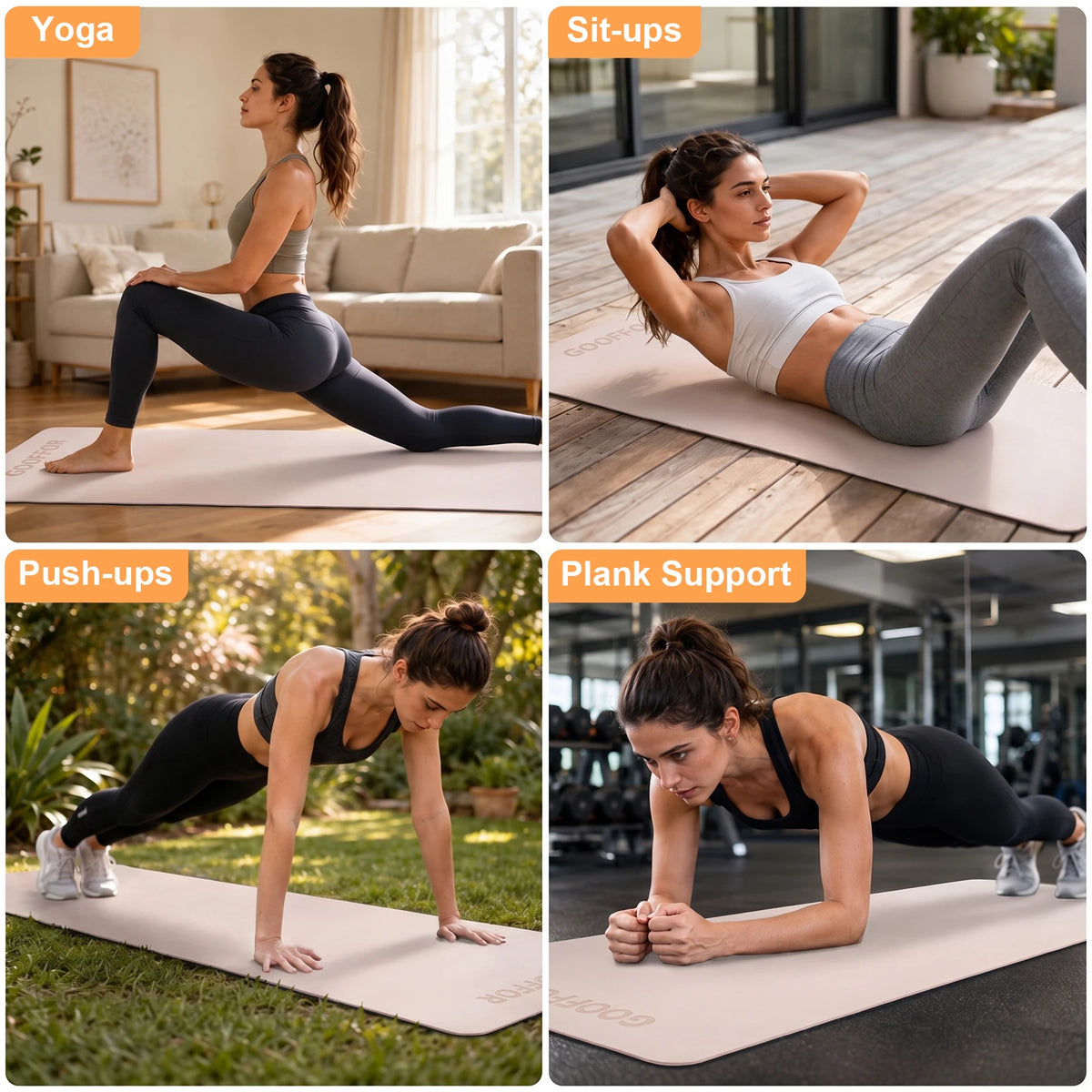 Gooffor Premium Non Slip Natural Rubber Yoga Mat Grip