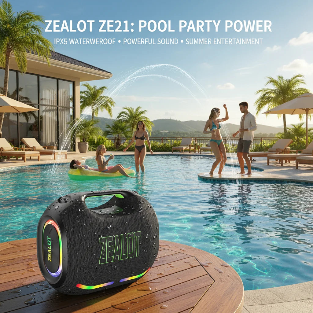 Zealot Ze21 Portable Waterproof Bluetooth Speaker 48000mAh Battery Life