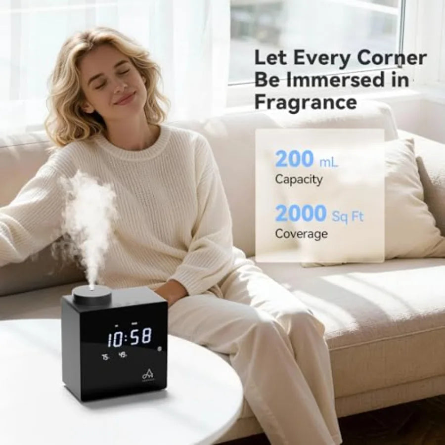 Smart Waterless Diffuser With Clock For Home And Large Rooms