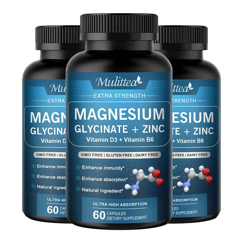 Mulittea Magnesium Glycine Capsules With Zinc Vitamins D3 B6