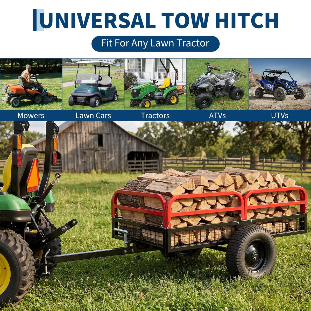 HiMiss Heavy Duty Steel Garden Dump Trailer With Removable Sides
