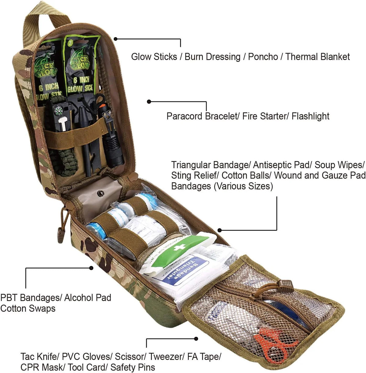 Premium Survival First Aid Kit For Outdoor Emergency Trauma Care