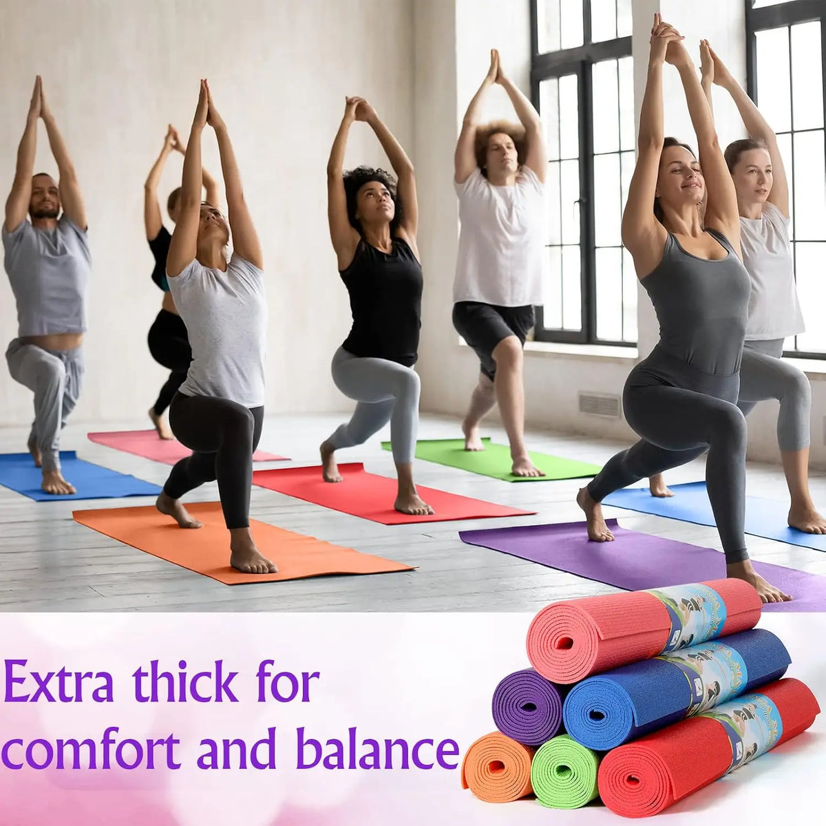 12 Pieces Non Slip Yoga Mats For Indoor Exercise Training