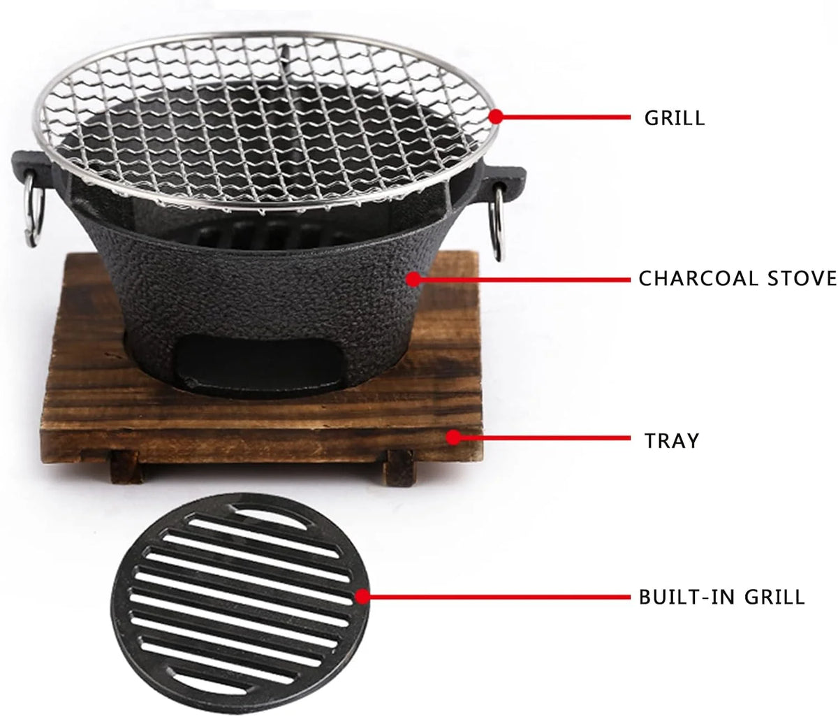 Zoe Cast Iron Outdoor Camping Charcoal Alcohol Camp Stove