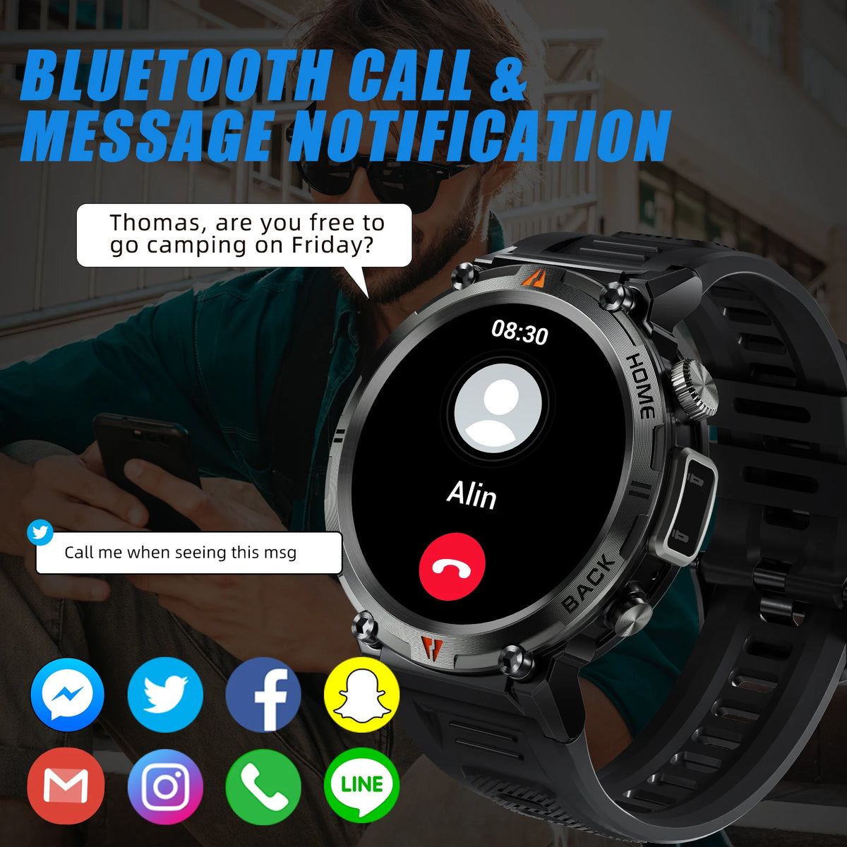 LaNikar KE3 Bluetooth Call Smart Watch With Health Monitor